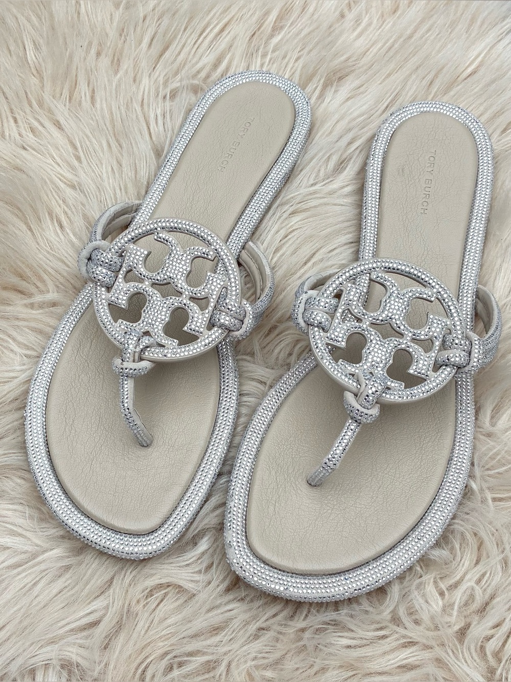Tory Burch NWOT Miller Knotted Pave Sandals Women’s Sz 12 - Picture 4 of 9